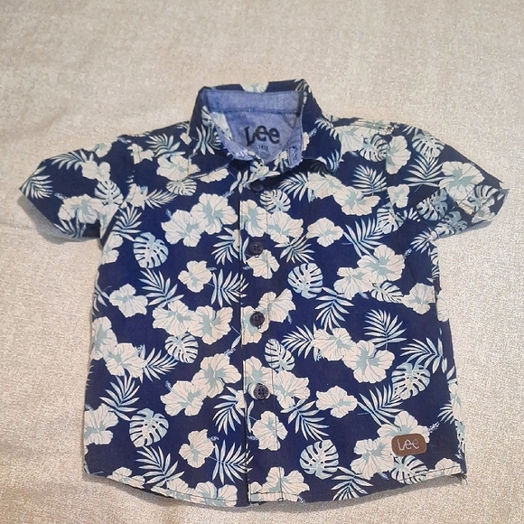 Lee Kids Navy Floral Button Down Shirt - Picture 1 of 4